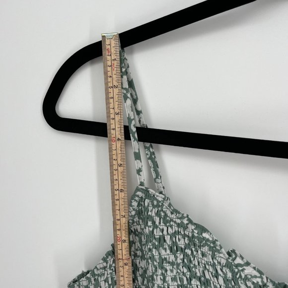 Abercrombie & Fitch Smocked Mini Dress Size XXL Green Pattern Ruffle Romantic - Picture 10 of 13